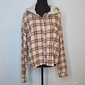 Aeropostale Yellow and Brown Plaid Shirt